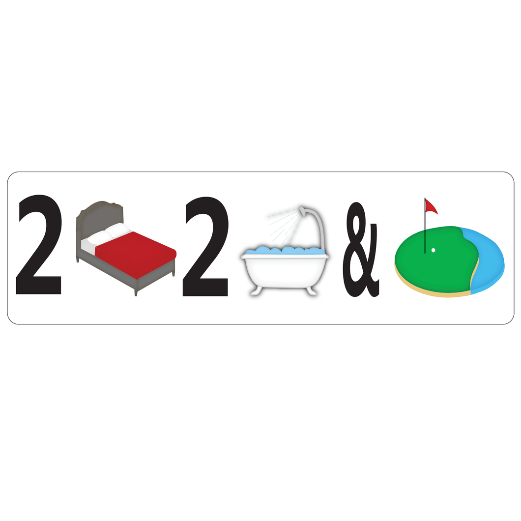 Combo Bedroom, Bath & Golf Course Real Estate Sign Rider
