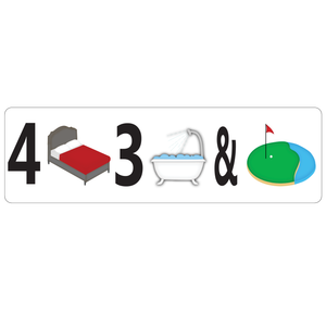 Combo Bedroom, Bath & Golf Course Real Estate Sign Rider